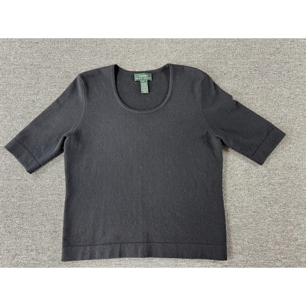 Ralph Lauren Sweater Womens Large Black 100% Cashmere Scoop Neck Top